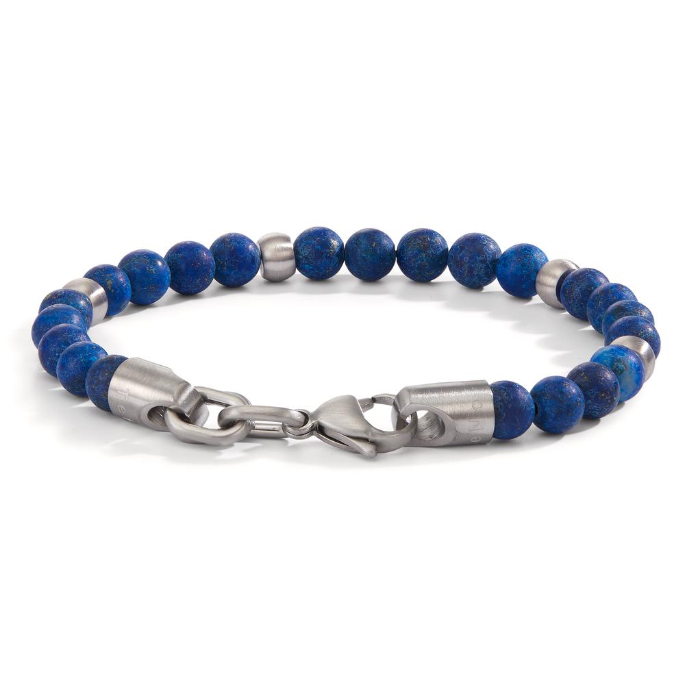 Armband ERA aus natürlichen Lapislazuli Perlen mit Edelstahl Ø6.5 mm