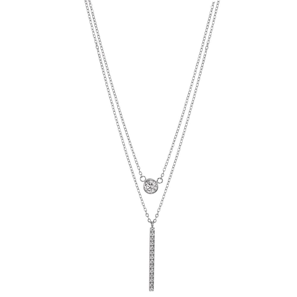 Collier Edelstahl Zirkonia 15 Steine verstellbar