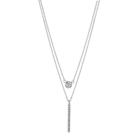 Collier Acier inoxydable Zircone 15 Pierres 40-45 cm