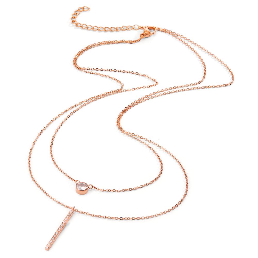 Collier Edelstahl Zirkonia 15 Steine rosé IP beschichtet verstellbar