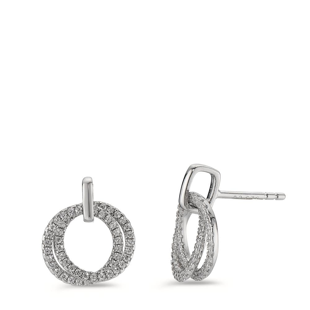 Pendant d'oreilles Argent Zircone Rhodié Ø12 mm