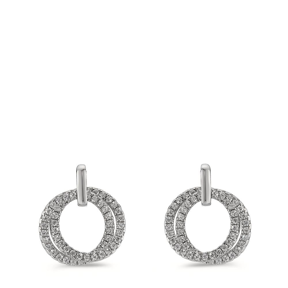 Pendant d'oreilles Argent Zircone Rhodié Ø12 mm