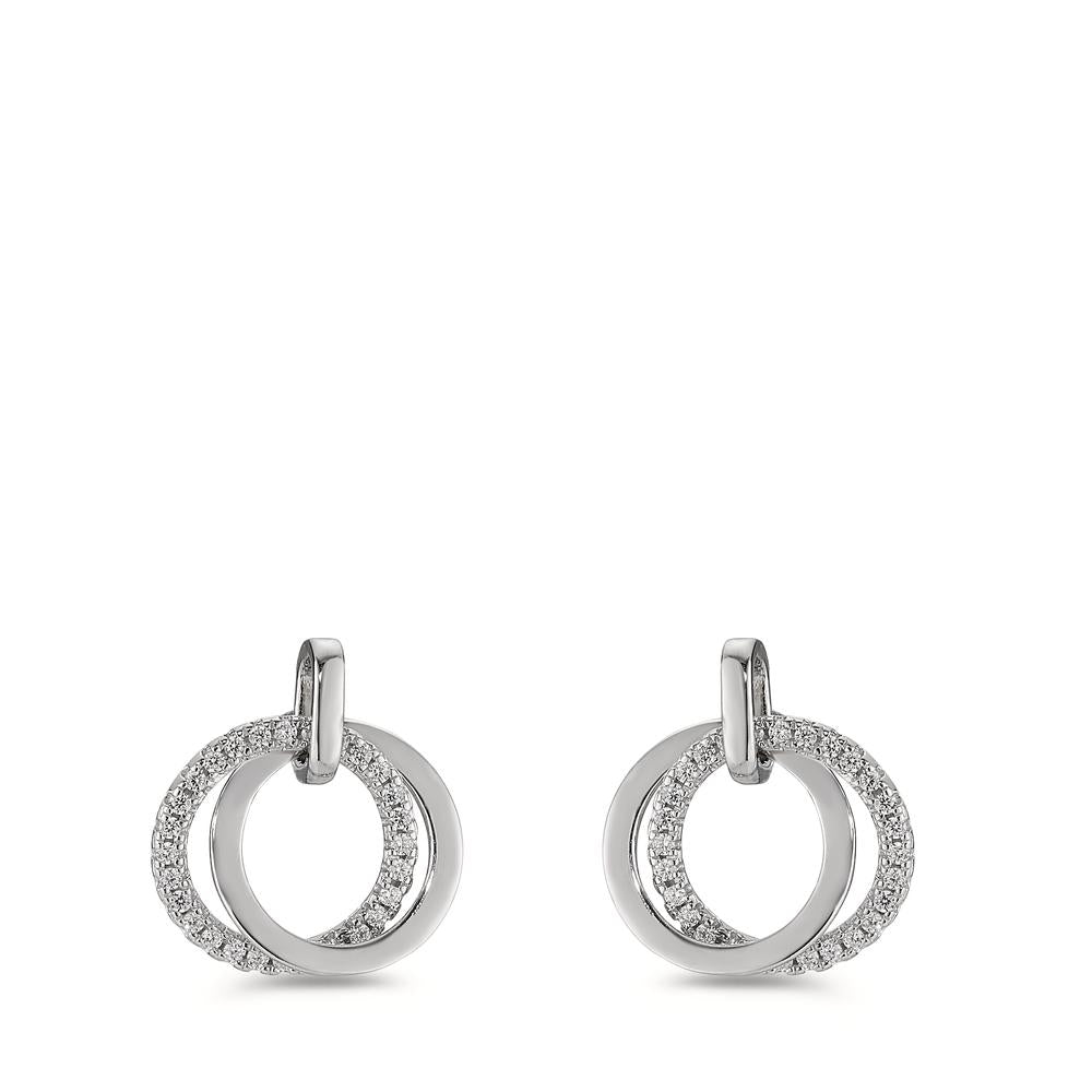 Pendant d'oreilles Argent Zircone Rhodié Ø10 mm