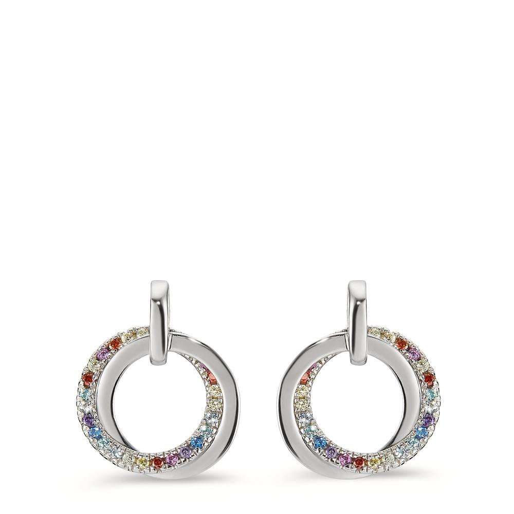 Pendant d'oreilles Argent Zircone coloré Rhodié Ø10 mm