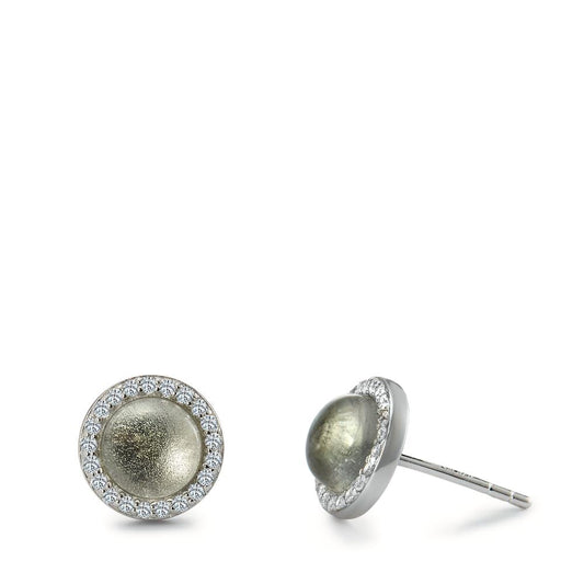 Clous d'oreilles Argent Améthyste vert Rhodié Ø9 mm