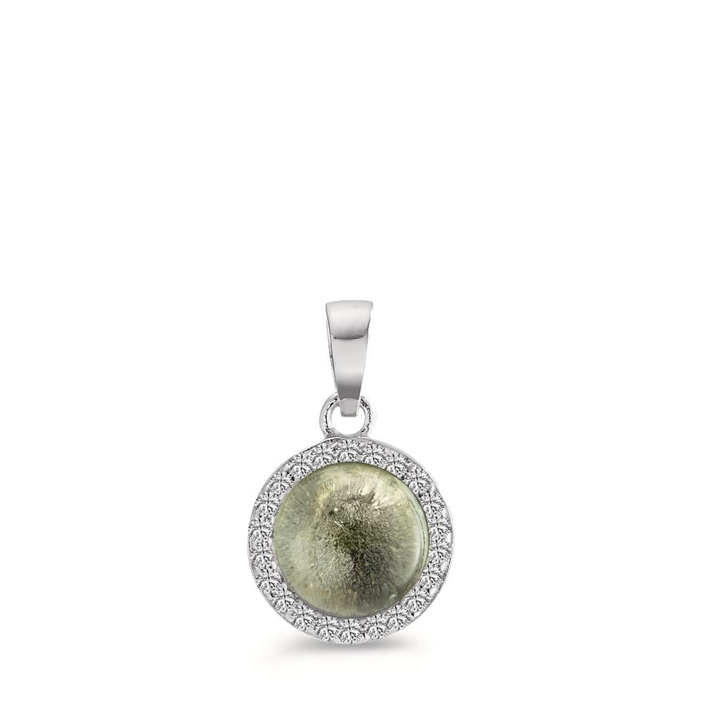 Pendentif Argent Améthyste vert Rhodié Ø9.5 mm