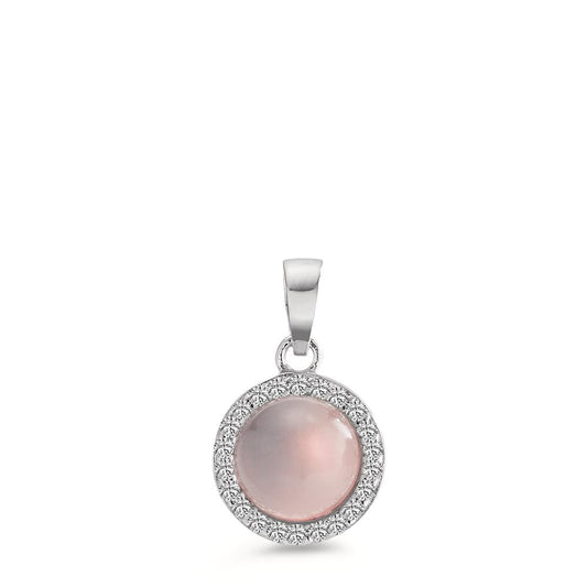 Pendentif Argent Quartz rose Rhodié