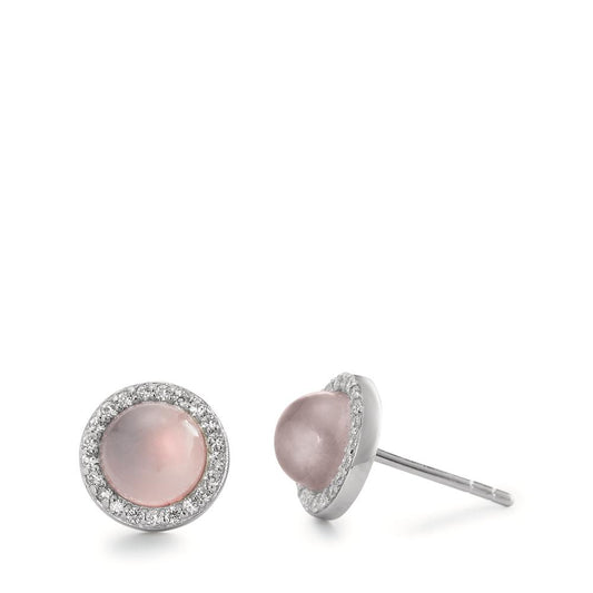 Clous d'oreilles Argent Quartz rose Rhodié Ø9 mm