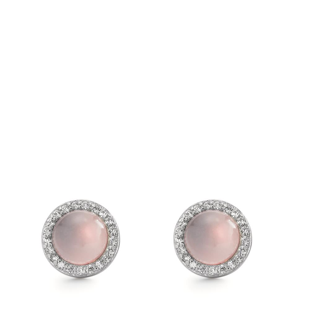 Clous d'oreilles Argent Quartz rose Rhodié Ø9 mm