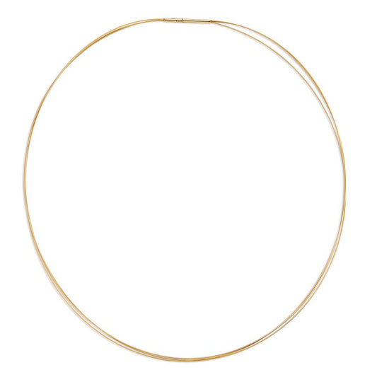 Seilcollier Aurely Gold aus Edelstahl 3-reihig mit Clipverschluss, 50cm