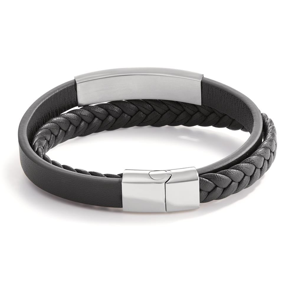 Bracciale con incisione Acciaio inossidabile, Imitazione di pelle 21.5 cm