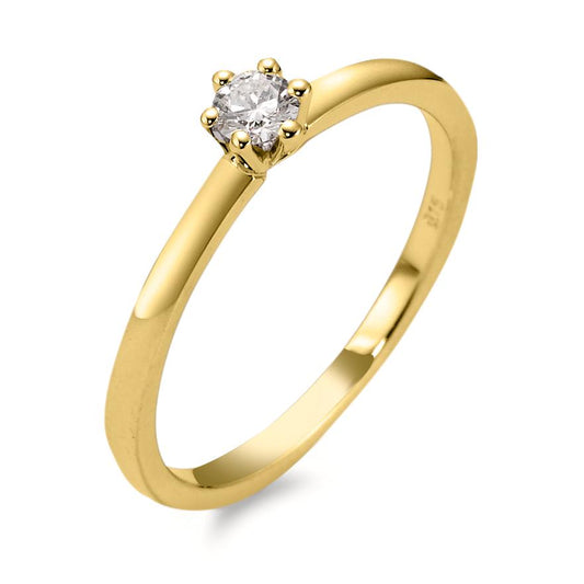 Bague solitaire Or jaune 18K Diamant 0.15 ct, w-si