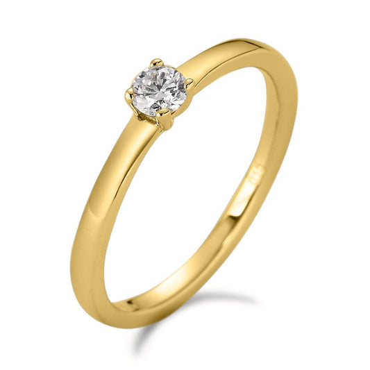 Bague solitaire Or jaune 18K Diamant blanc, 0.15 ct, brillant, w-si