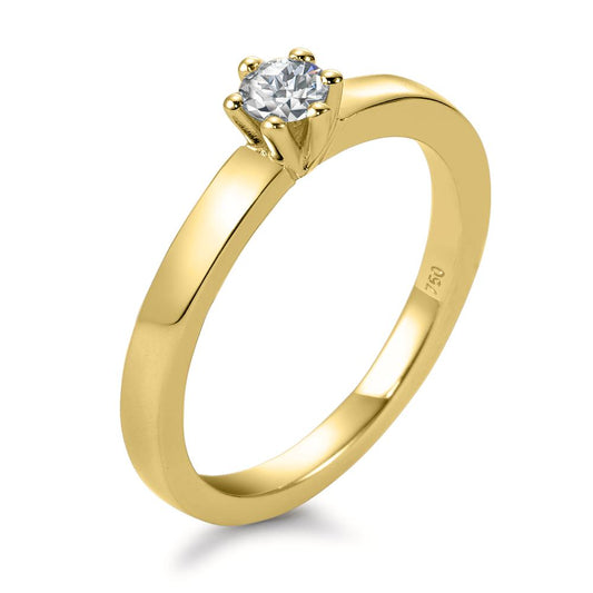 Bague solitaire Or jaune 18K Diamant blanc, 0.20 ct, brillant, w-si