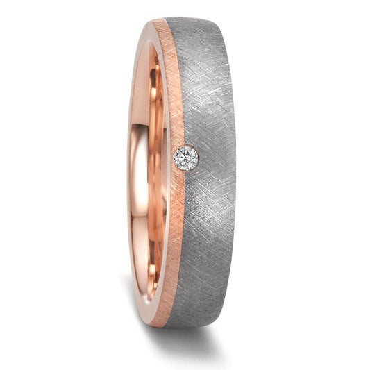 Partnerring 999 Tantal, 585/14 K Rosegold Diamant 0.03 ct, w-si