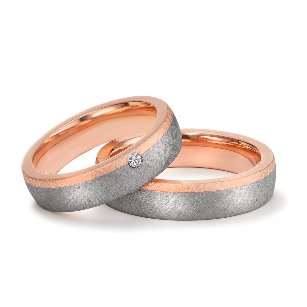 Partnerring 999 Tantal, 585/14 K Rosegold Diamant 0.03 ct, w-si