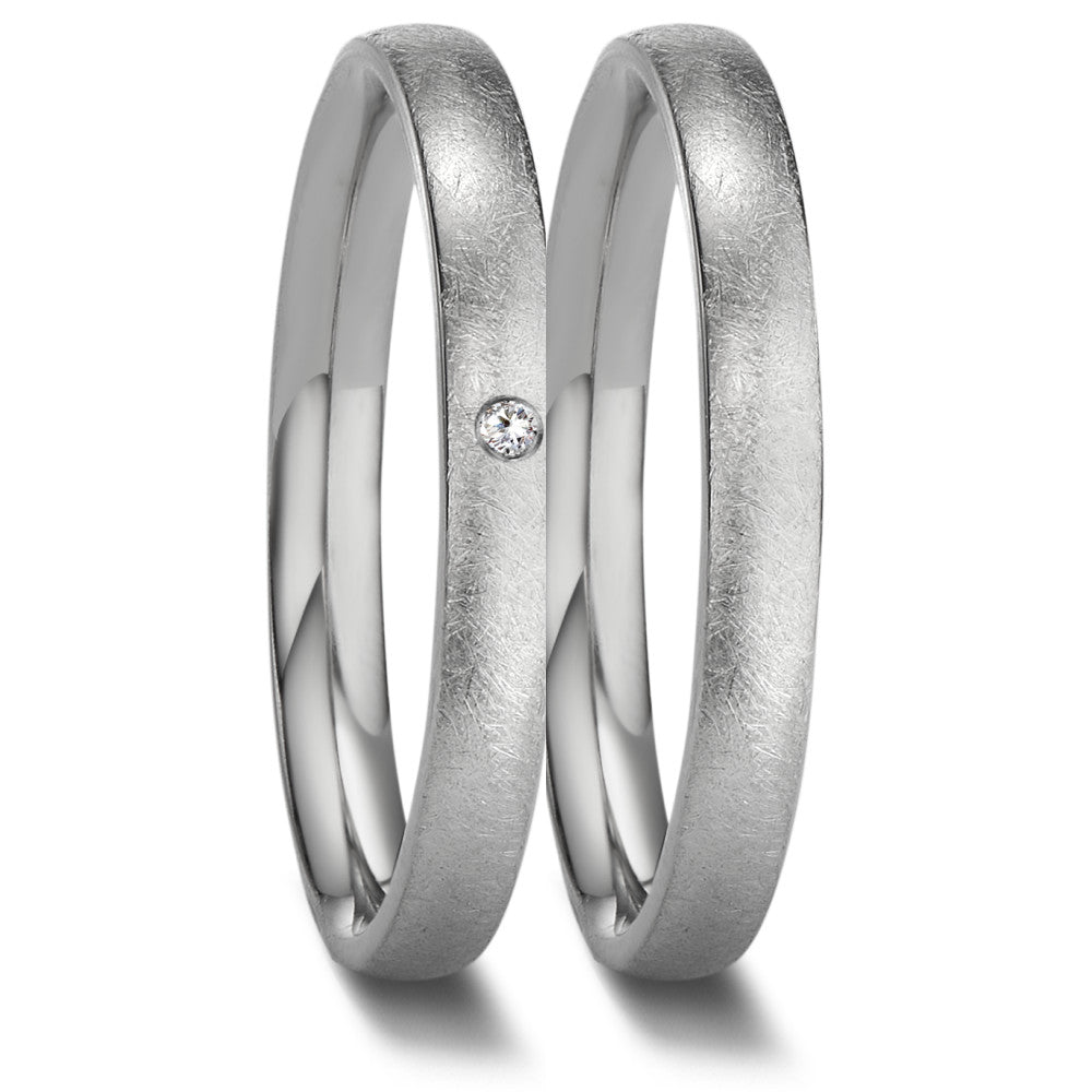 Bague à superposer Titane Diamant 0.01 ct, w-si