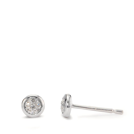 Ohrstecker 585/14 K Weissgold Diamant 0.04 ct, 14 Steine, w-si Ø4.5 mm