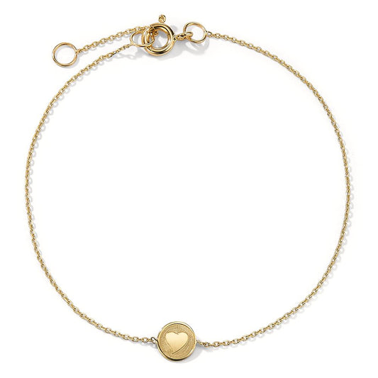 Bracelet Or jaune 14K Coeur 17-19 cm