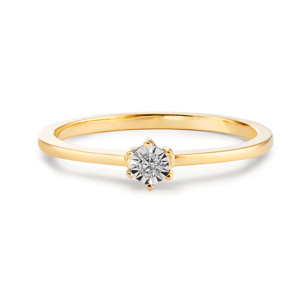 Bague solitaire Or jaune 18K Diamant 0.03 ct, w-si Bicolore