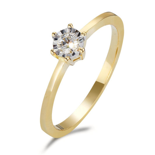 Bague solitaire Or jaune 18K Diamant 0.10 ct, w-si Bicolore