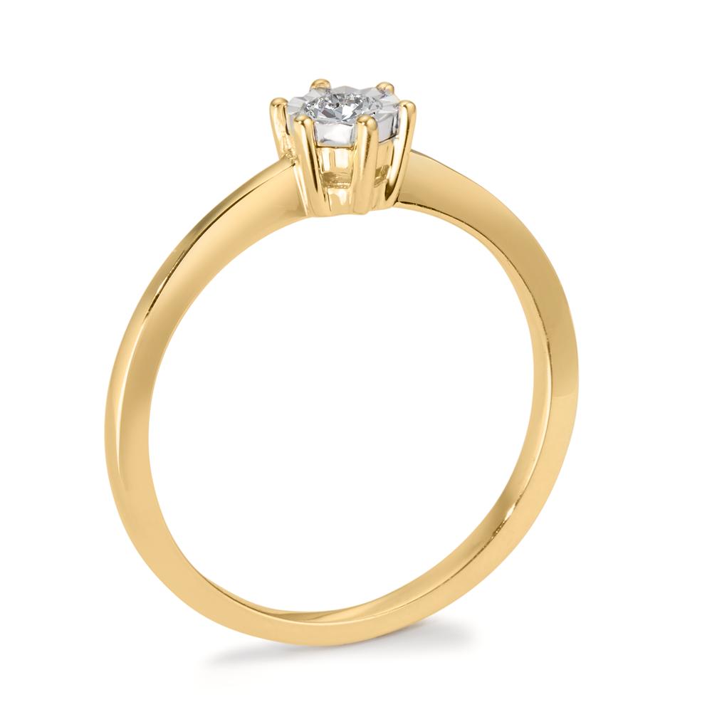 Bague solitaire Or jaune 18K Diamant 0.10 ct, w-si Bicolore