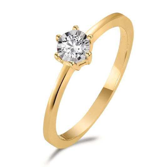 Bague solitaire Or jaune 18K Diamant 0.10 ct, w-si Bicolore