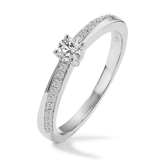 Bague solitaire Or blanc 18K Diamant 0.25 ct, 21 Pierres, w-si