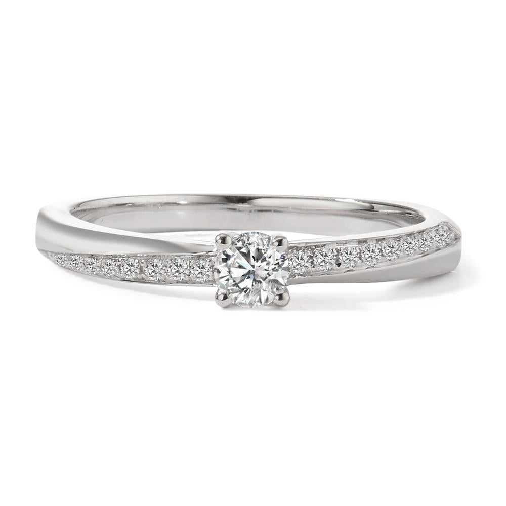 Bague solitaire Or blanc 18K Diamant 0.25 ct, 21 Pierres, w-si