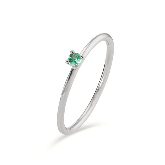 Bague solitaire Or blanc 18K Émeraude