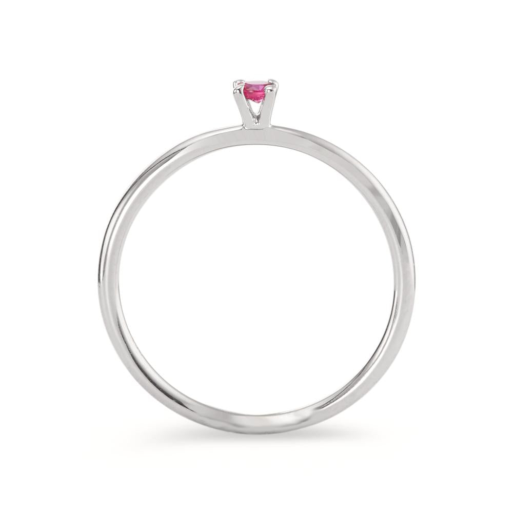 Bague solitaire Or blanc 18K Rubis