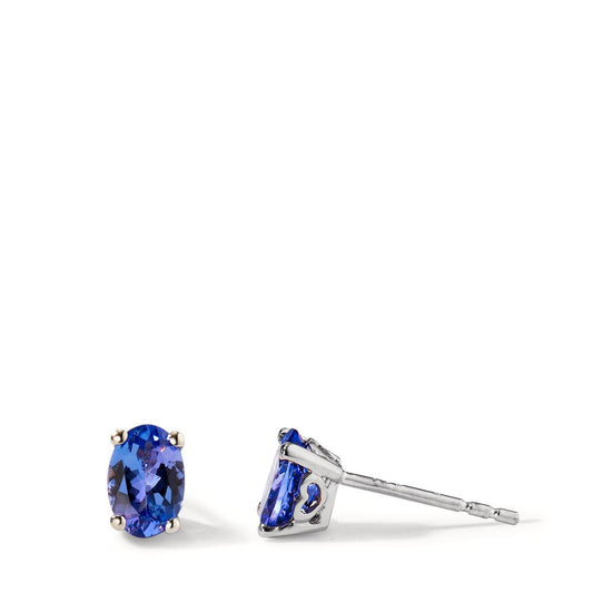 Clous d'oreilles Or blanc 18K Tanzanite