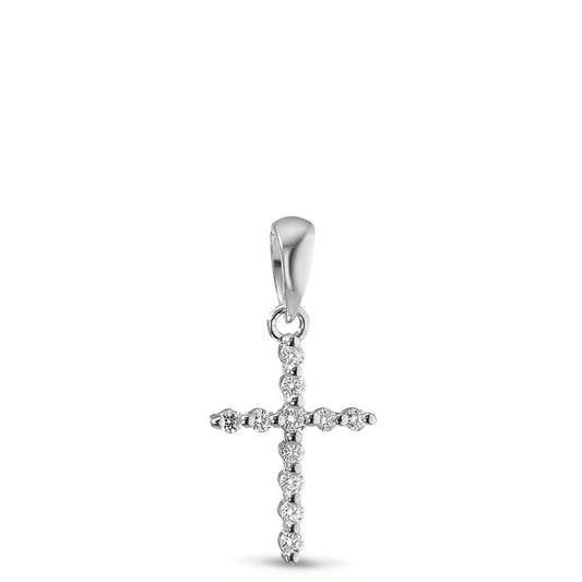 Pendentif Or blanc 18K Diamant 0.05 ct, 11 Pierres, w-si Croix