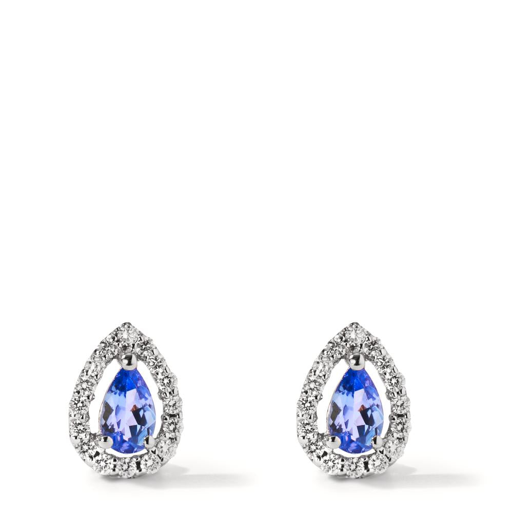 Clous d'oreilles Or blanc 18K Tanzanite