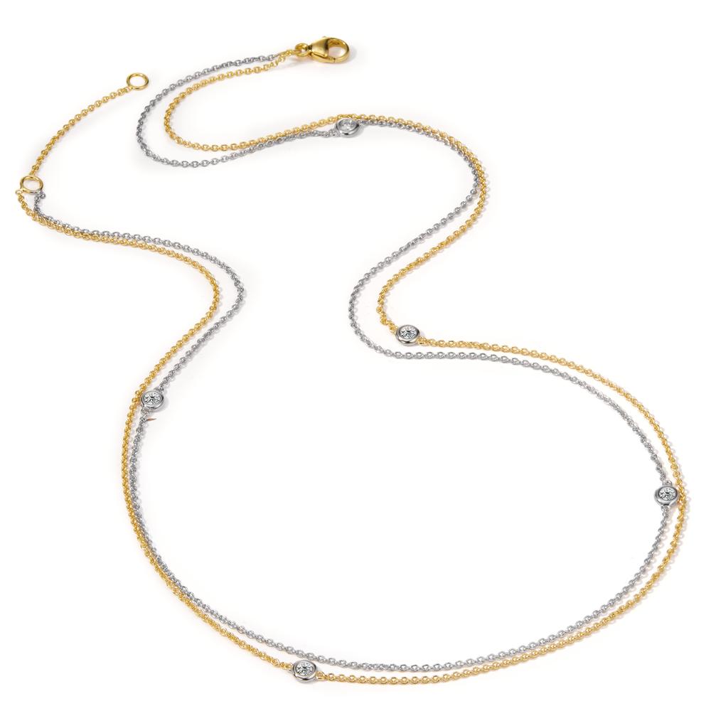 Collier Or blanc 18K, Or jaune 18K Diamant 0.16 ct, 5 Pierres, w-si 42-45 cm