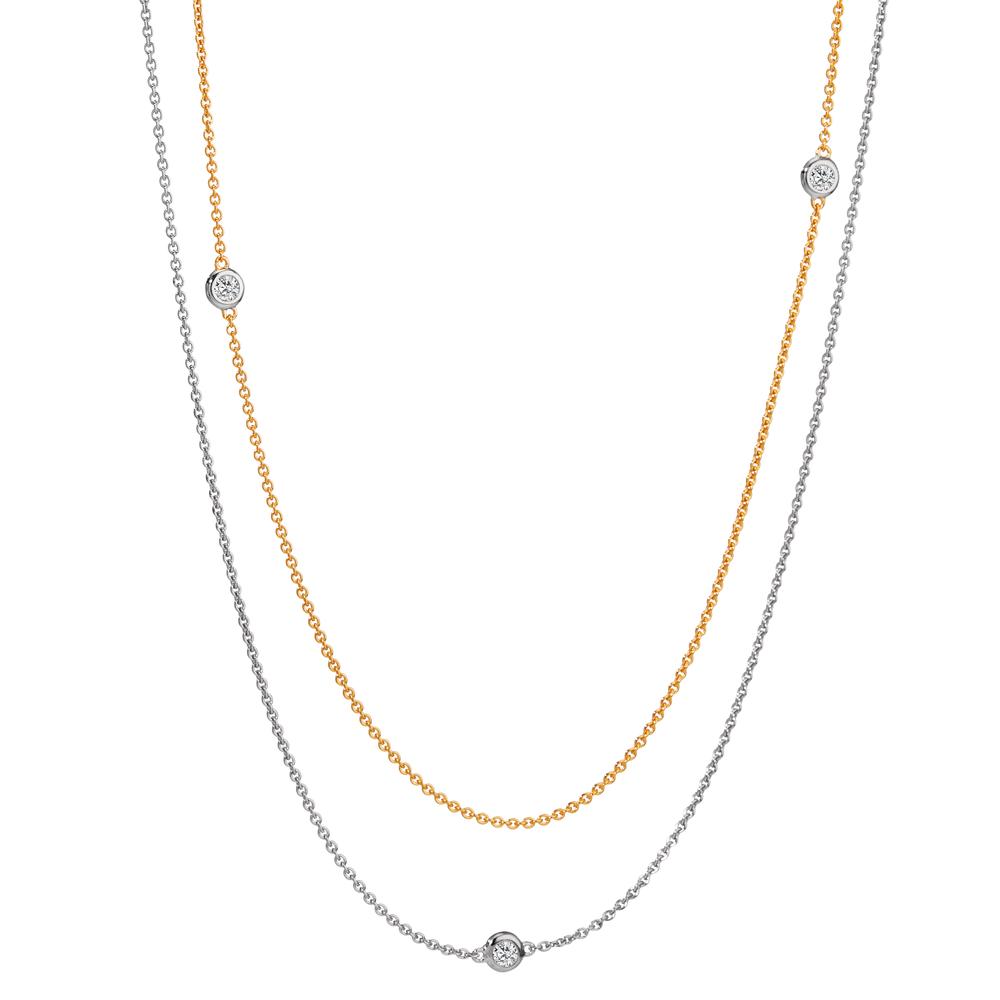 Collier Or jaune 9K, Or blanc 9K Zircone 5 Pierres 42-45 cm