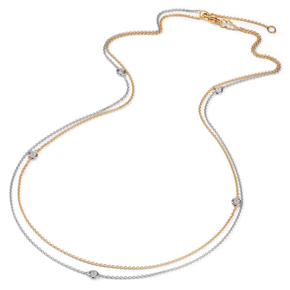 Collier Or jaune 9K, Or blanc 9K Zircone 5 Pierres 42-45 cm