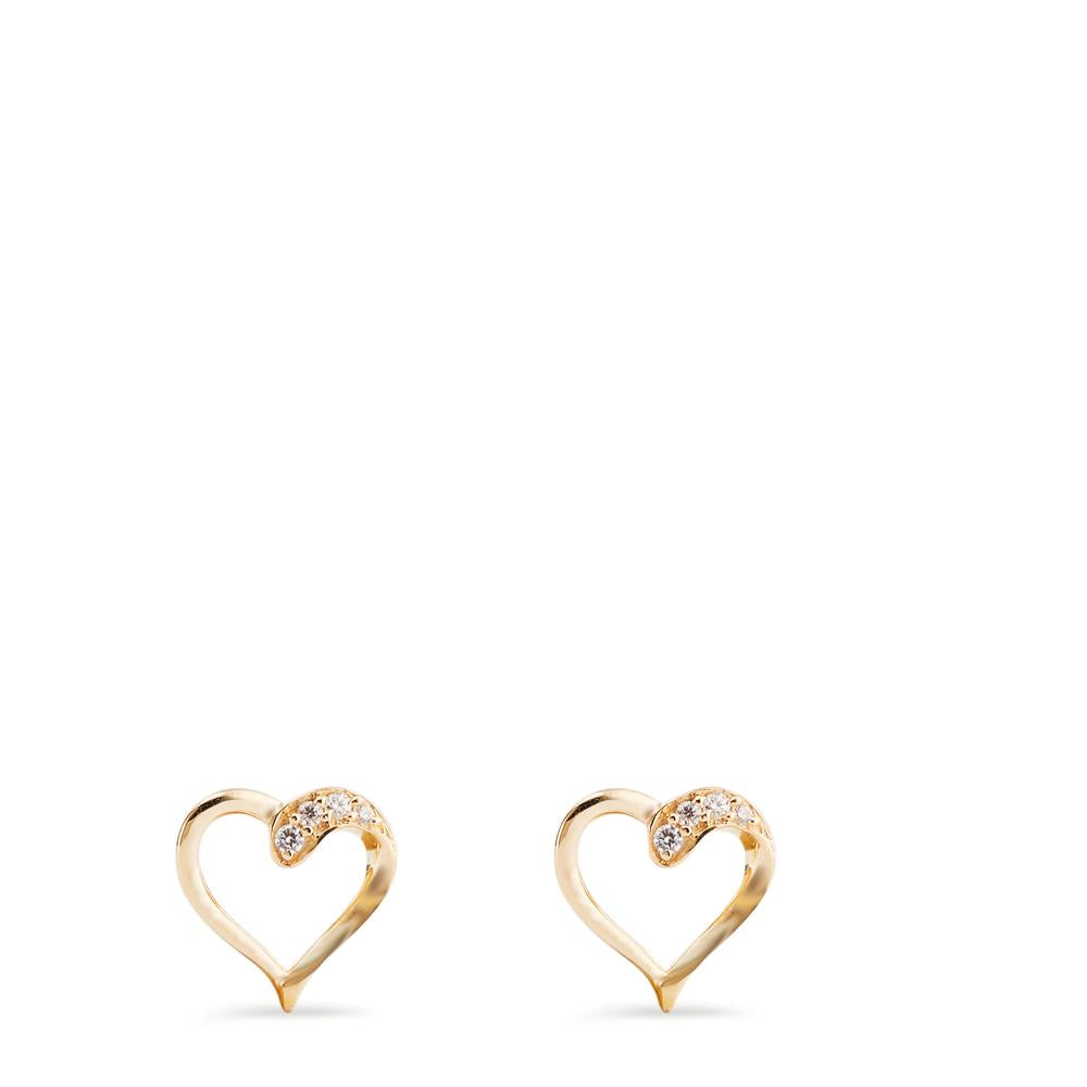 Clous d'oreilles Or jaune 9K Zircone 8 Pierres Coeur Ø7 mm