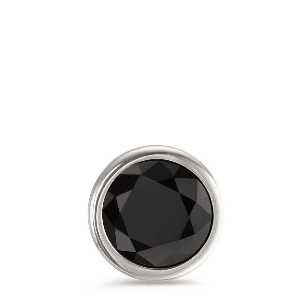 Pendentif Acier inoxydable Zircone noir Ø13 mm