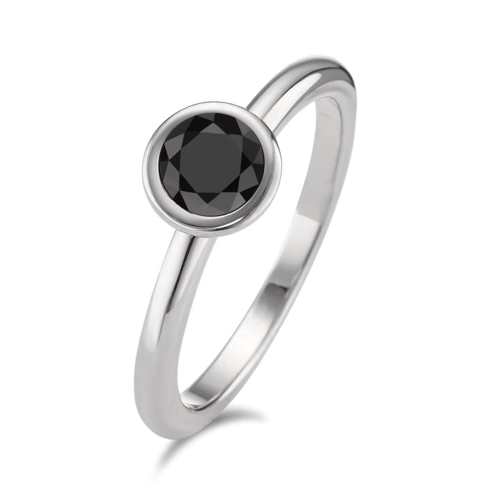 Bague Acier inoxydable Zircone noir Ø7 mm