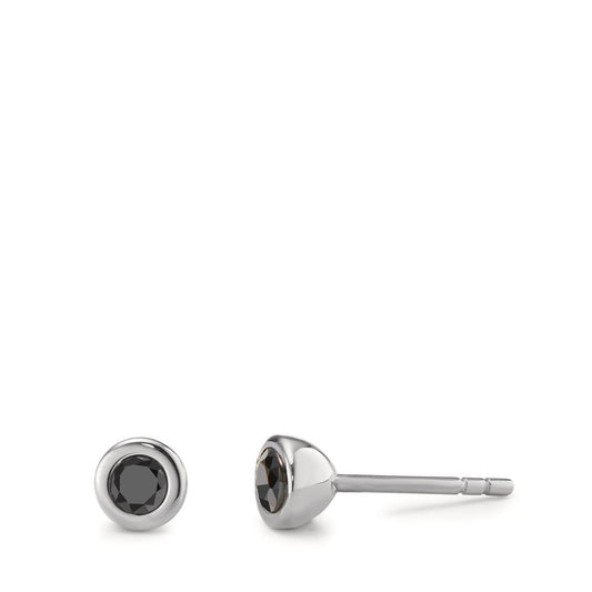 Clous d'oreilles Acier inoxydable Zircone noir, 2 Pierres Ø5 mm