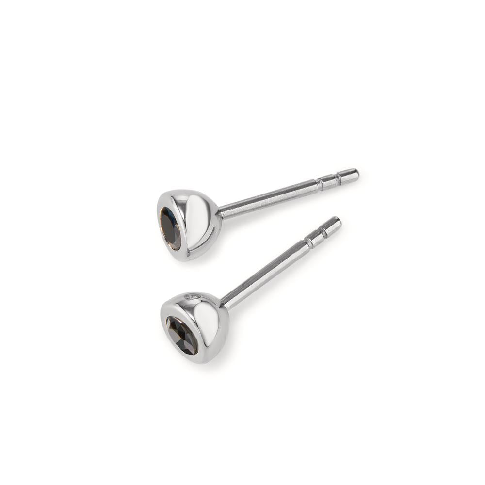 Clous d'oreilles Acier inoxydable Zircone noir, 2 Pierres Ø5 mm