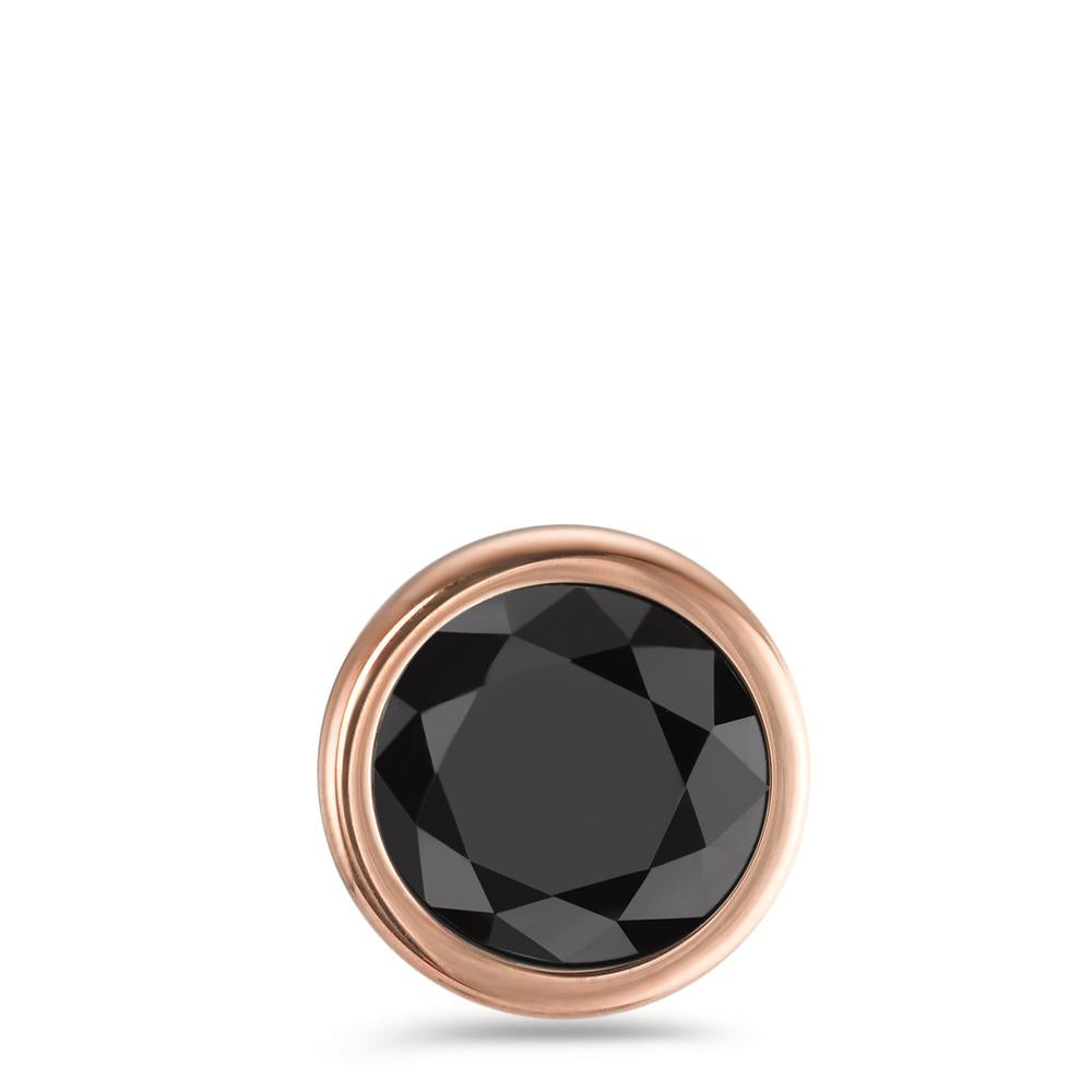 Pendentif Acier inoxydable Zircone noir rosé PVD Ø13 mm