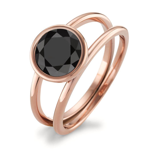 Bague Acier inoxydable Zircone noir rosé PVD Ø9.5 mm