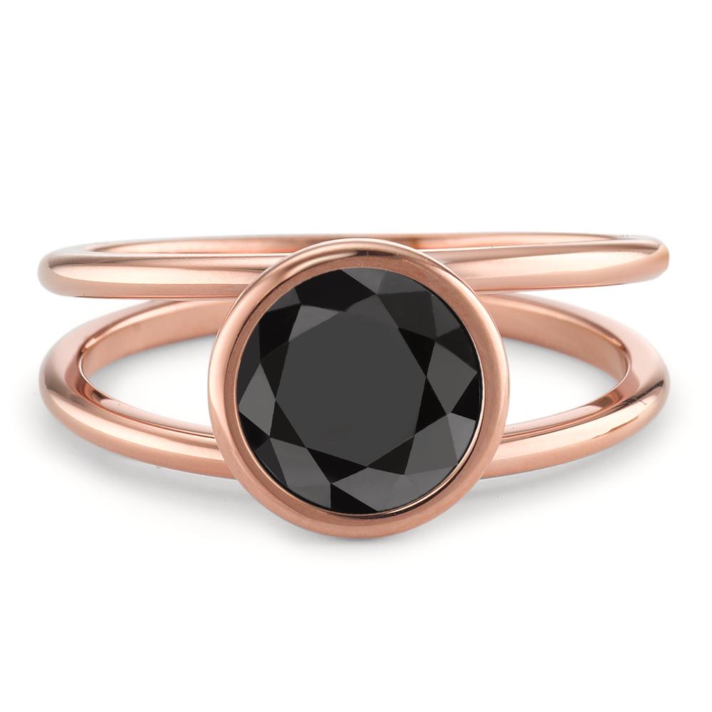 Bague Acier inoxydable Zircone noir rosé PVD Ø9.5 mm