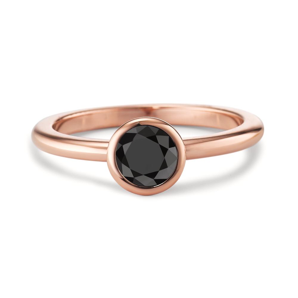 Fingerring Edelstahl Zirkonia schwarz rosé IP beschichtet Ø7 mm