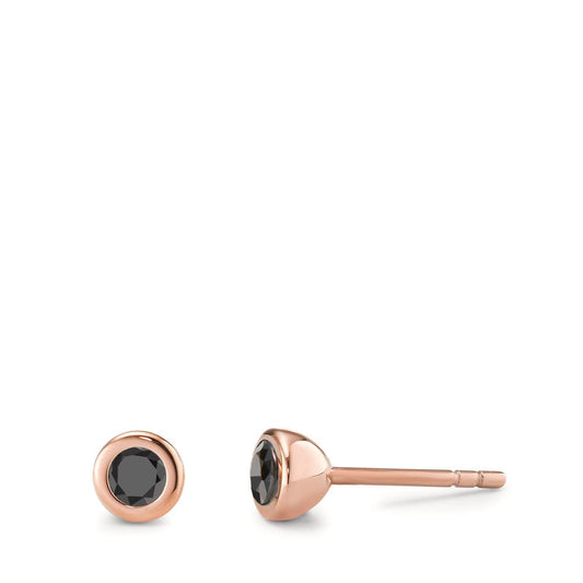 Clous d'oreilles Acier inoxydable Zircone noir, 2 Pierres rosé PVD Ø5 mm