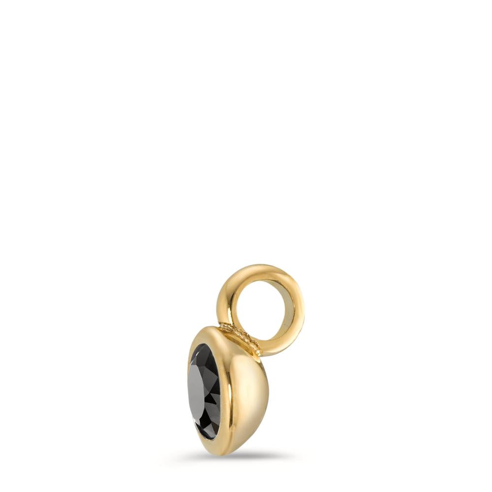 Charm-Anhänger Joy Gold mit Zirkonia Ultra Black, Ø7mm