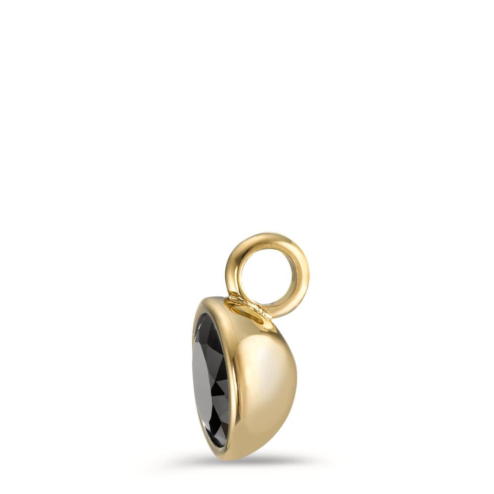 Charm-Anhänger Joy Gold mit Zirkonia Ultra Black, Ø9.5mm