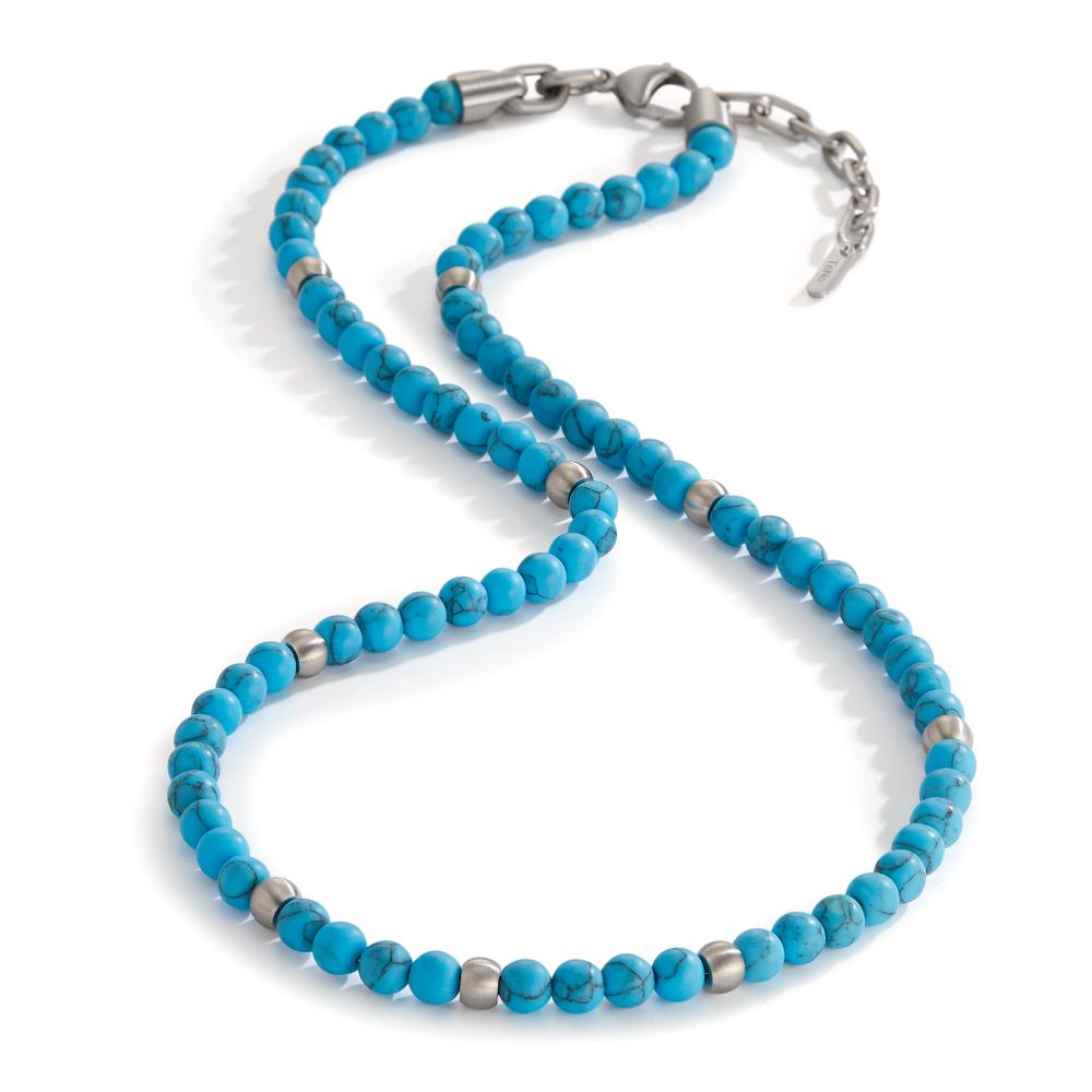 Collier Acier inoxydable Turquoise 80 Pierres 50 cm Ø6.5 mm